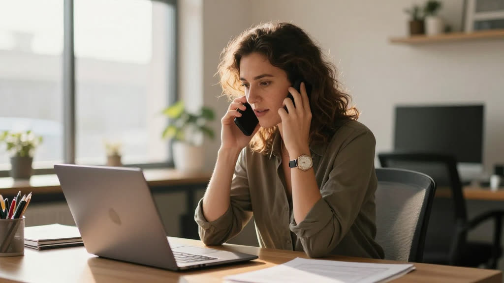 A Bail Bonds at work while the phone rings — KwickPhone answers it