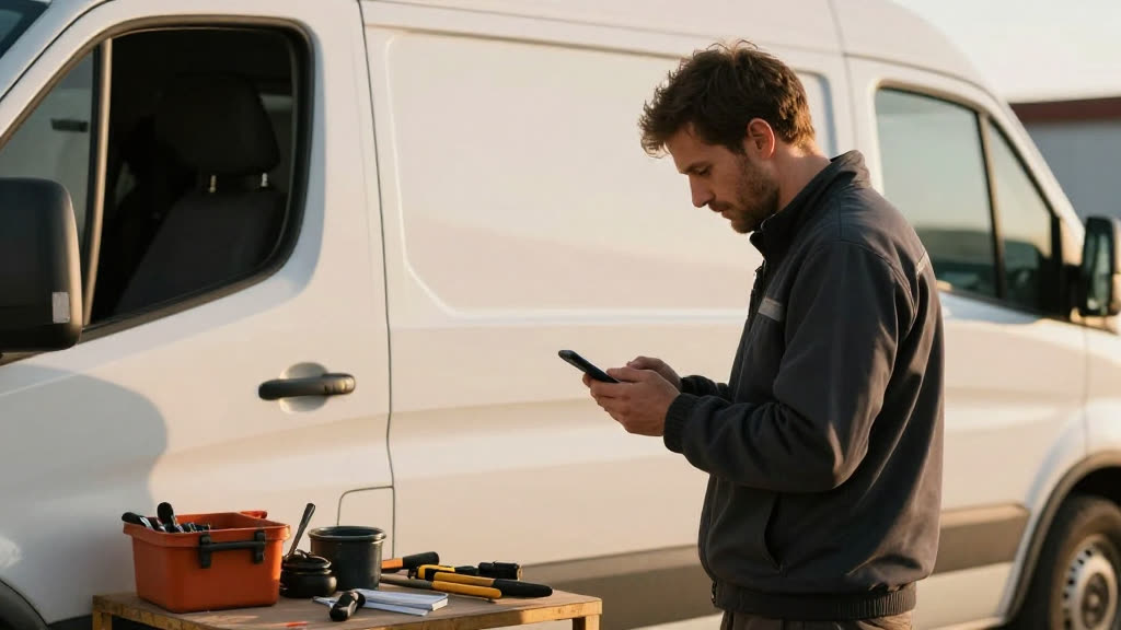A real ServiceM8 business taking a call while KwickPhone answers