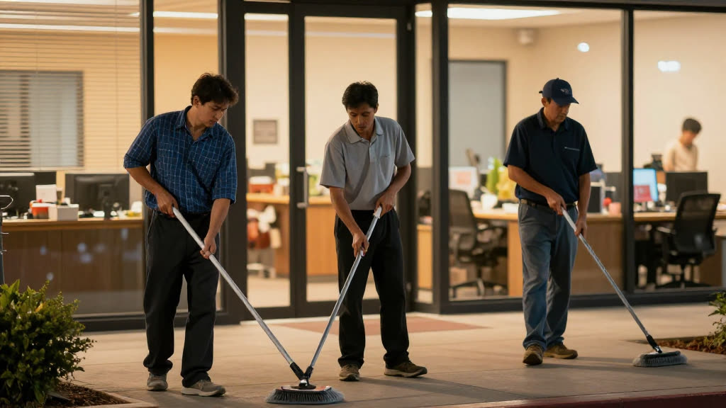 A Commercial Cleaning / Janitorial at work while the phone rings — KwickPhone answers it
