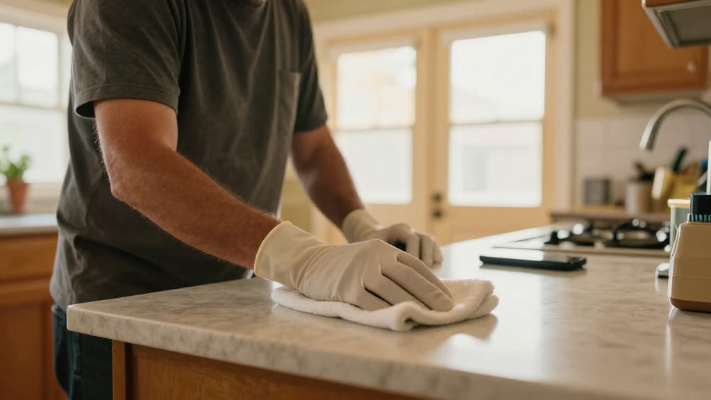 A House Cleaning at work while the phone rings — KwickPhone answers it