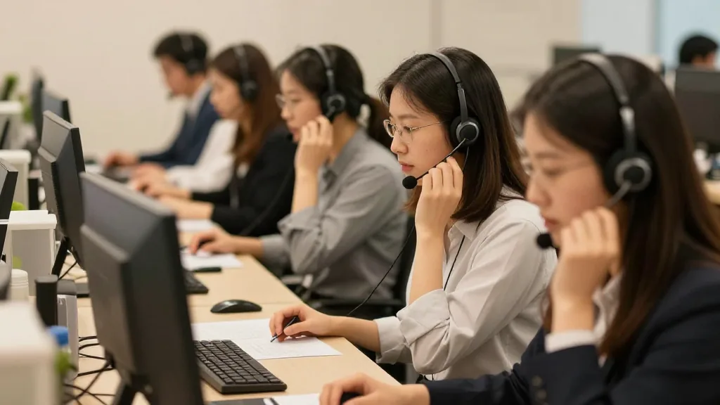 One AI answering many simultaneous phone calls versus a room of human agents